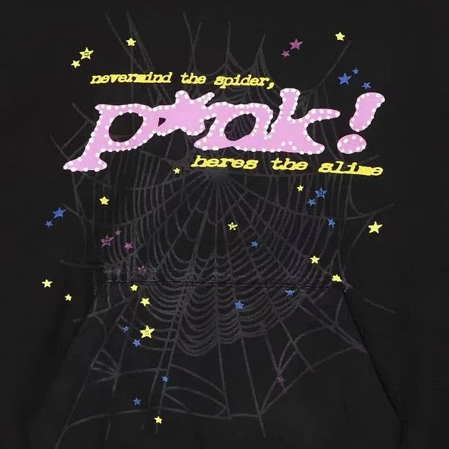 Sp5der 'P*NK V1' Pullover Hoodie Black / Pink (FW21) SPDR-0020-BLK-HD