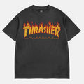 Magazine Vintage Flame Logo T-Shirt Black Enzyme Wash